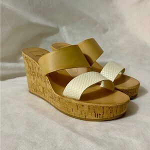 Dolce Vita Tan and Cream Wedge Sandals